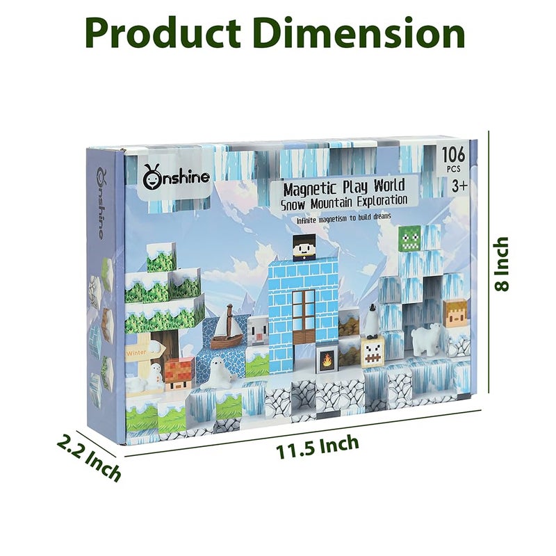 Knick Knack Magnetic Play World - Snow Mountain Exploration Building Blocks Set (106 Pieces) for Kids Ages 3+ - Image 3